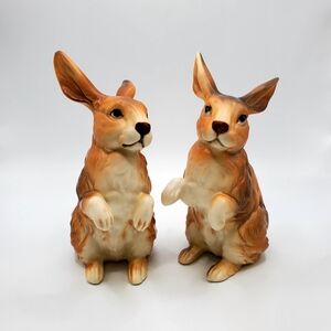 Lefton Rabbits Vintage Pair. Brown. EUC (some crazing). Nice Color.
